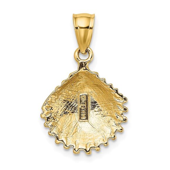 14k Yellow Gold Textured Scallop Shell Charm - Picture 4 of 4